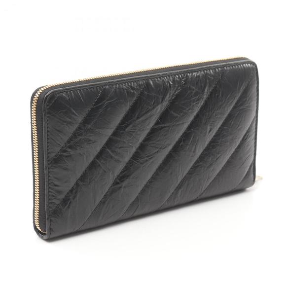 BALENCIAGA Quilted Round Long Leather Wallet Black - Picture 3 of 5